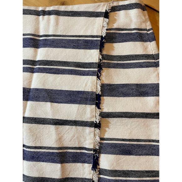 Loft women's striped white/blue wrap style fringe skirt. Lined. Sized 16 - Picture 3 of 8